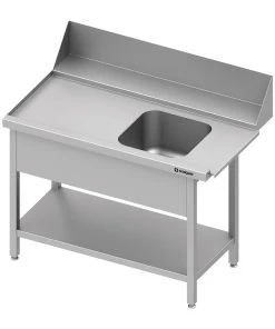 Stalgast Edelstahl Zulauftisch Mit Becken, Grundboden Und 20 Cm Aufkantung, 900 Mm Breit, Anbauseite Links