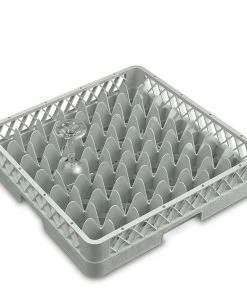 Null Spülkorb Für Geschirr Und Gläser, LxB 500 X 500 Mm, Grau, Lichtes Fachmaß 62 X 62 Mm, 49 Fächer