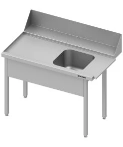 Stalgast Edelstahl Zulauftisch Mit Becken Und 20 Cm Aufkantung, 1400 Mm Breit, Anbauseite Rechts