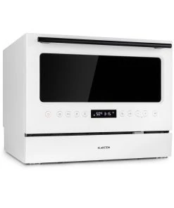 Klarstein Azuria Geschirrspülmaschine 1380W 6,5L 6 Gedecke Schwarze Glasfront Weiß