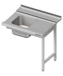 Stalgast Edelstahl Zulauftisch Mit Becken Auf 2 Beinen, 700 Mm Breit, Anbauseite Rechts