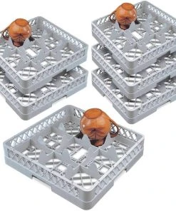 Null 6x Spülkorb Für Geschirr Und Gläser, LxB 500 X 500 Mm, 9 Fächer, Lichtes Fachmaß 150 X 150 Mm, Grau